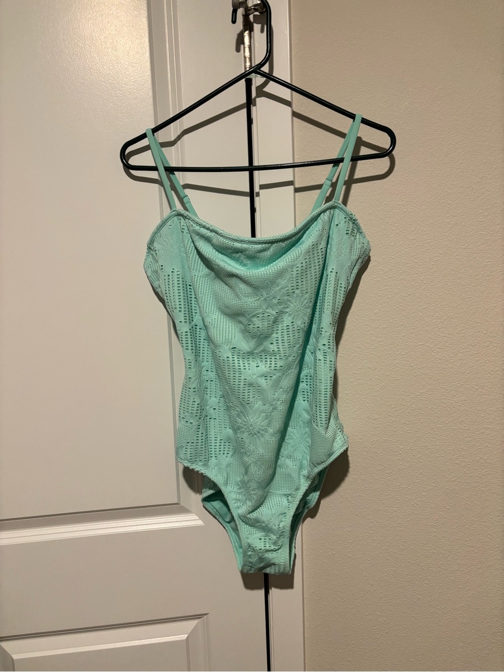 Women’s Mint Green One-Piece Swimsuit - Crochet Design w/moderate support